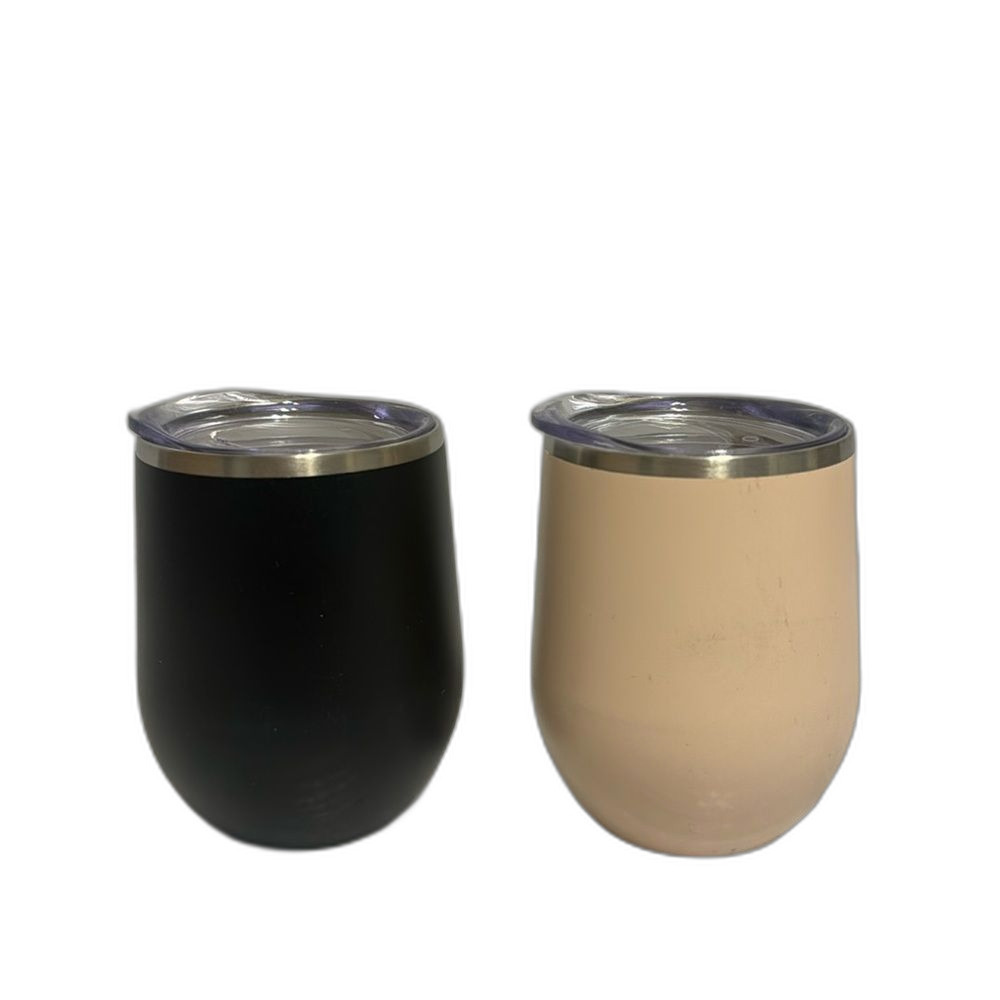 Maars Bev Steel Stemless Wine Glass Tumblers 12 oz Double Wall Vacuum Insulated